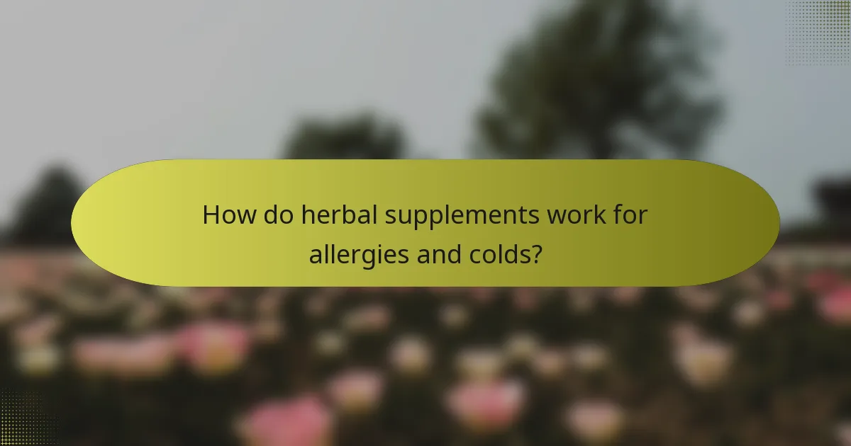 How do herbal supplements work for allergies and colds?