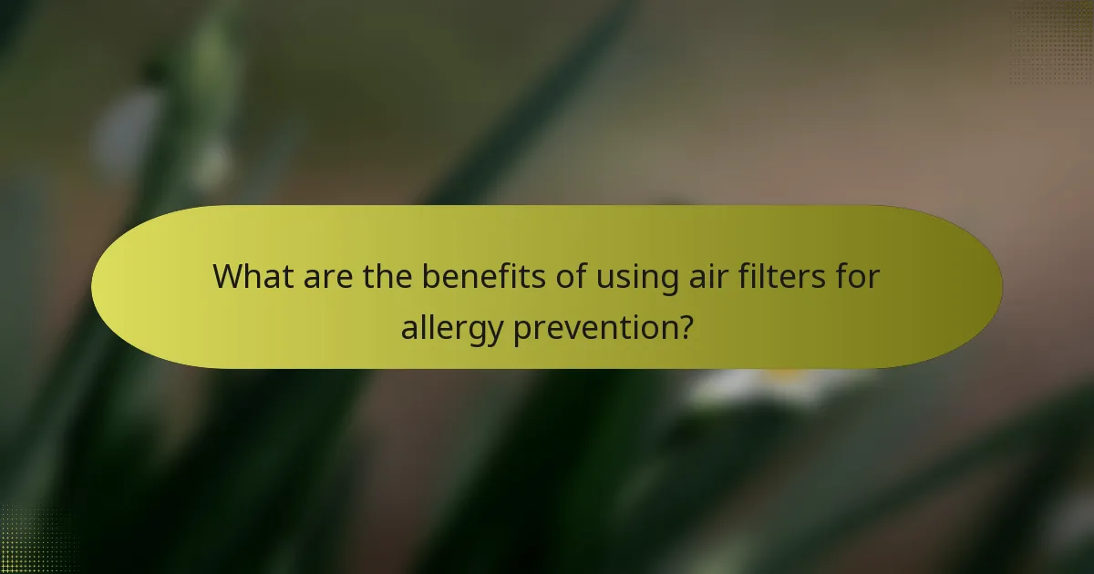 What are the benefits of using air filters for allergy prevention?