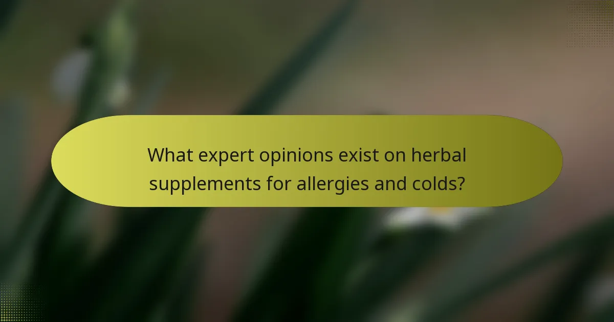 What expert opinions exist on herbal supplements for allergies and colds?